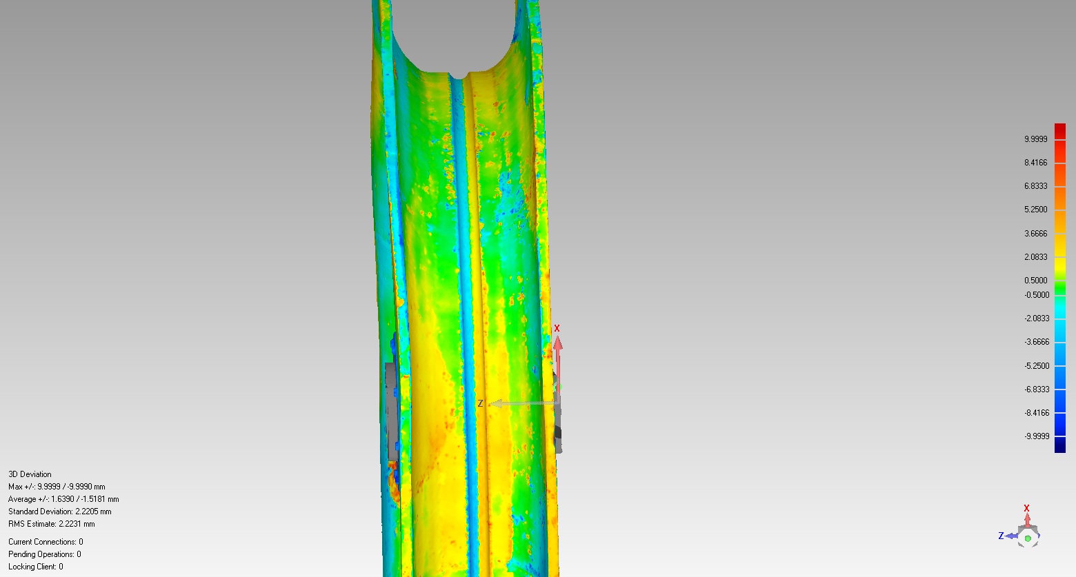 Roller inspection with scanning and deviation mapping